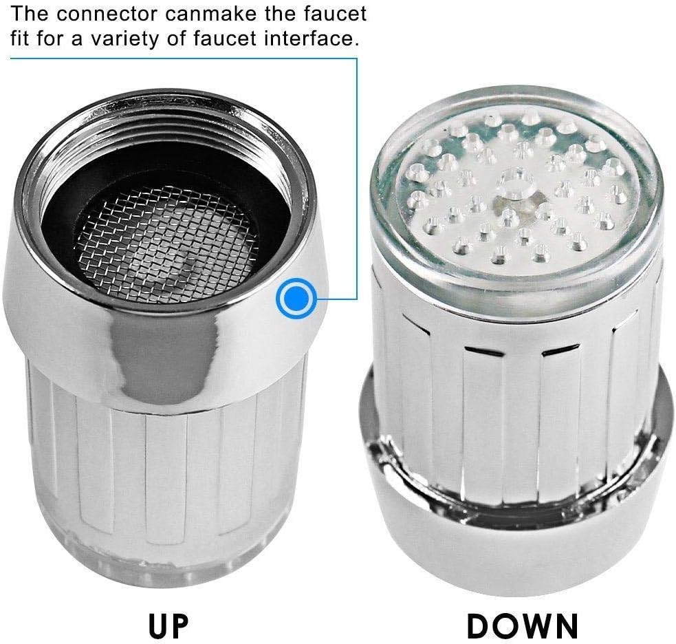 3 Color Faucet Aerator LED Light Temperature Control Adapter Kitchen Bathroom Accessory Water Saving,Green (Green)