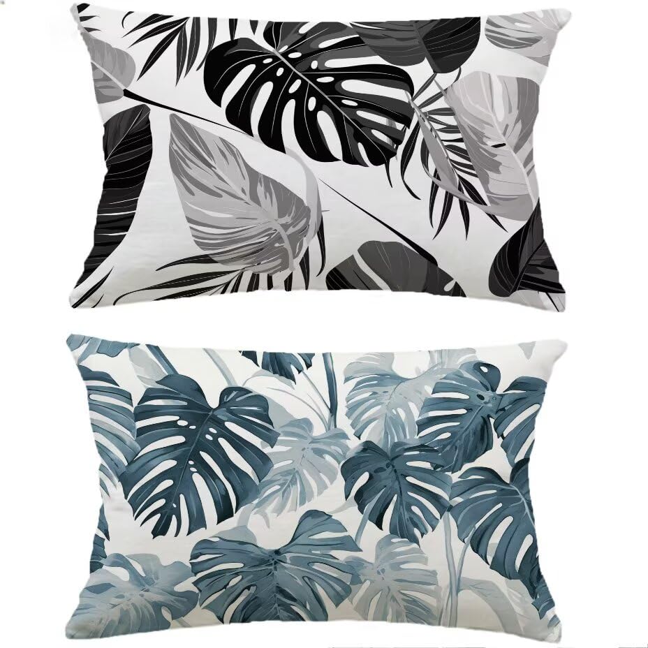 Housse de coussin extérieur 70x90 cm lot de 2 coussin de jardin rectangulaire imperméable blanc