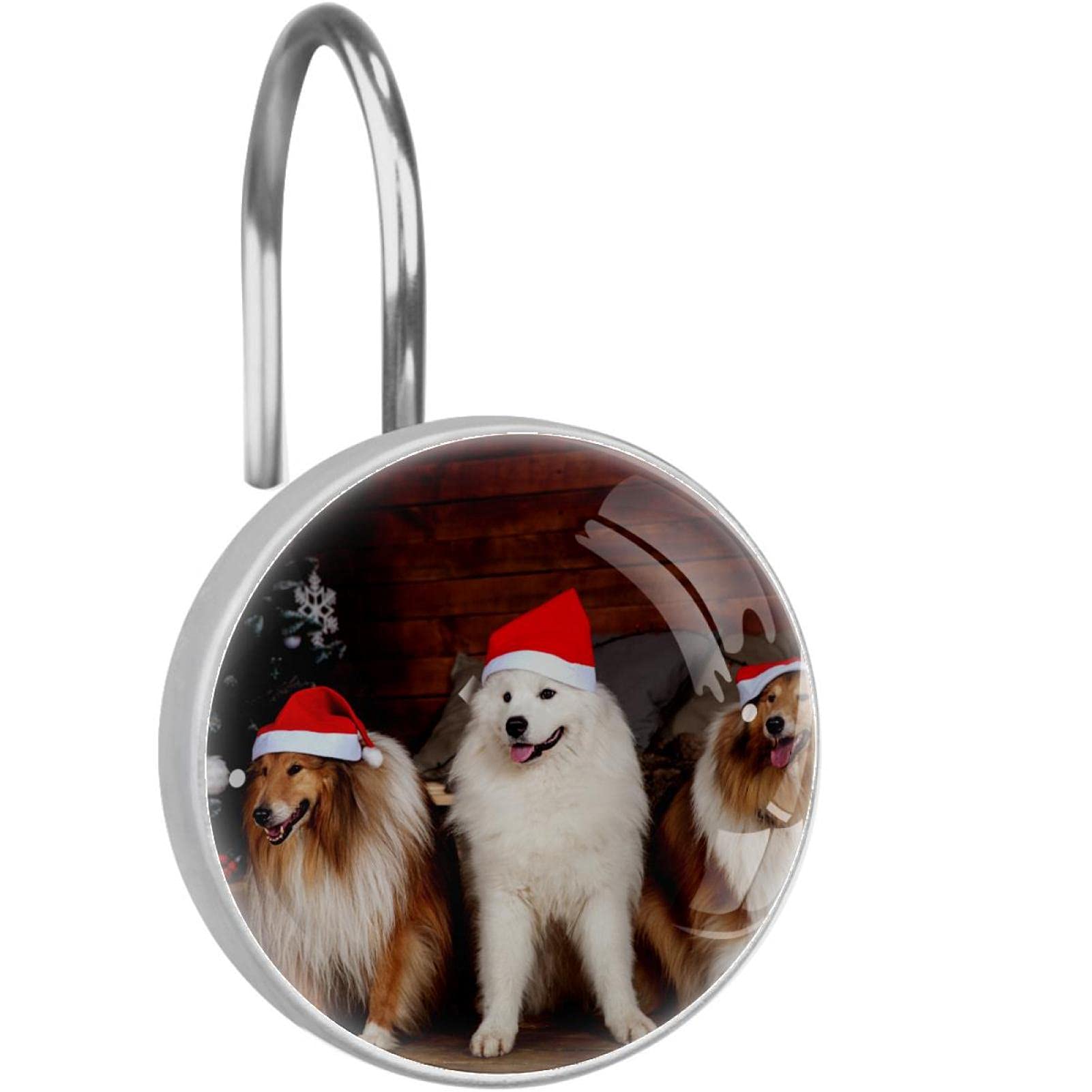 Crochets de rideau de douche chien mignon : lot de 12 anneaux décoratifs