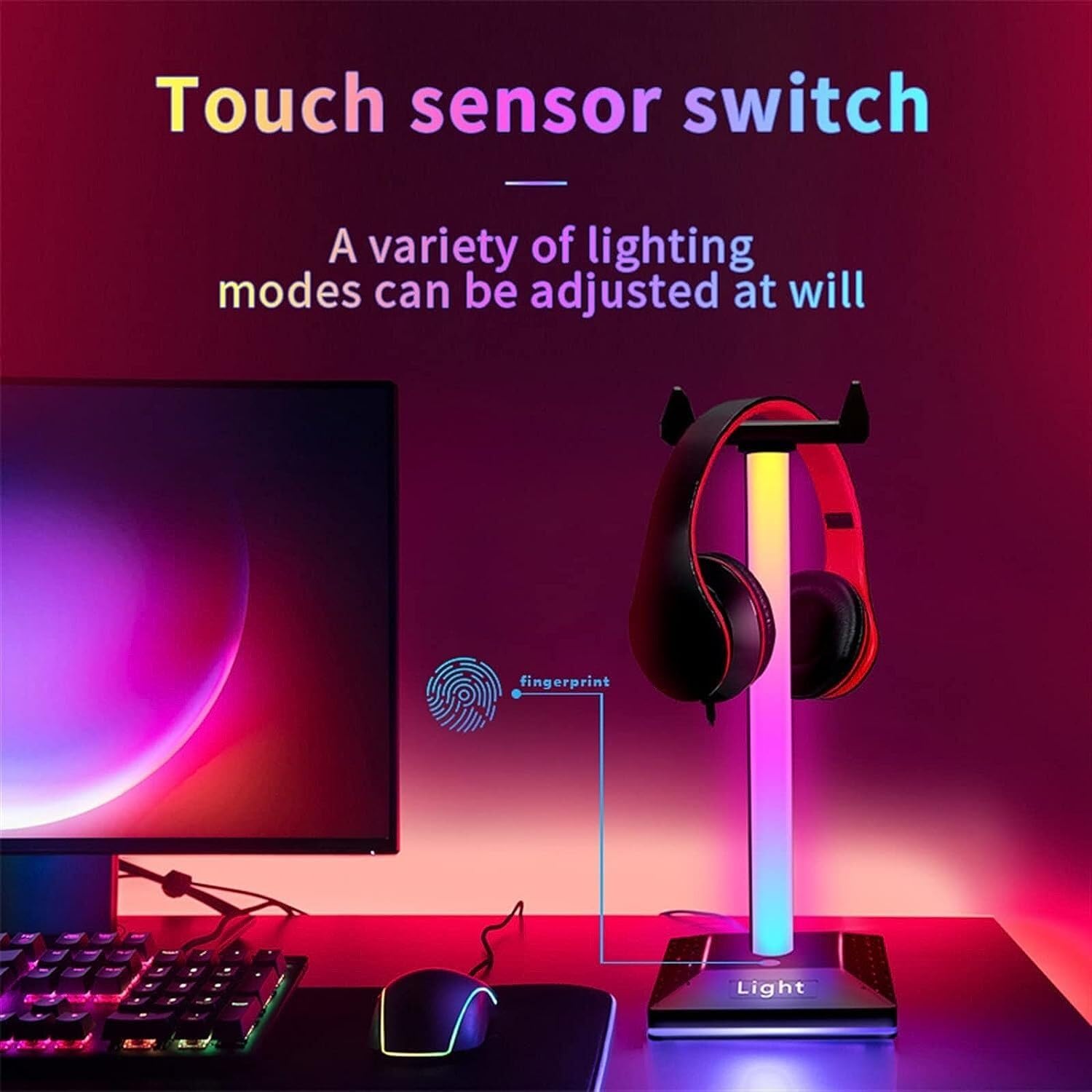 Soporte para Auriculares Puerto USB RGB Soporte para Juegos Soporte para Auriculares con Luz para Accesorios para Auriculares Soporte para Auriculares para Juegos De PC Soporte Auriculares