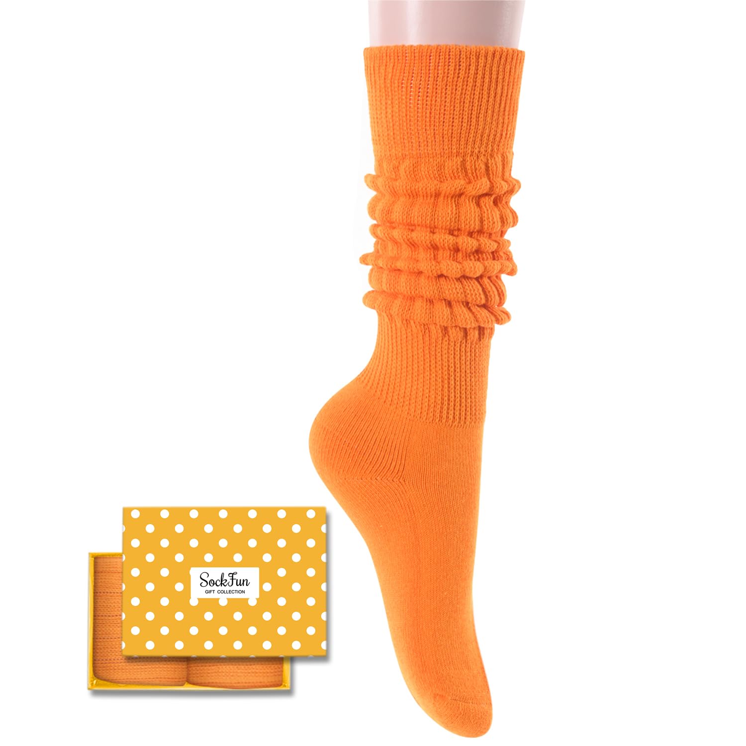 Slouch Socks for Women - Green Purple Long Boot Stack Socks, Orange Yellow Pink Blue Gifts