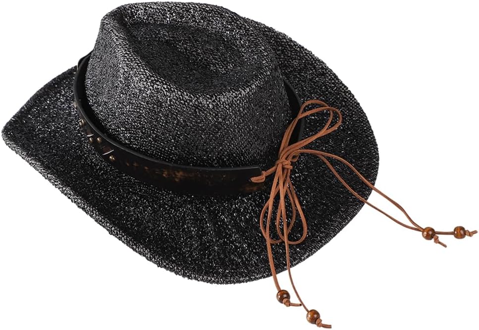 Sparkly Glitter Cowboy Cowgirl Hat Vintage Belt Hatband Shiny Cowboy Hat Rave Hat for Bachlorette Party Halloween - Image 4