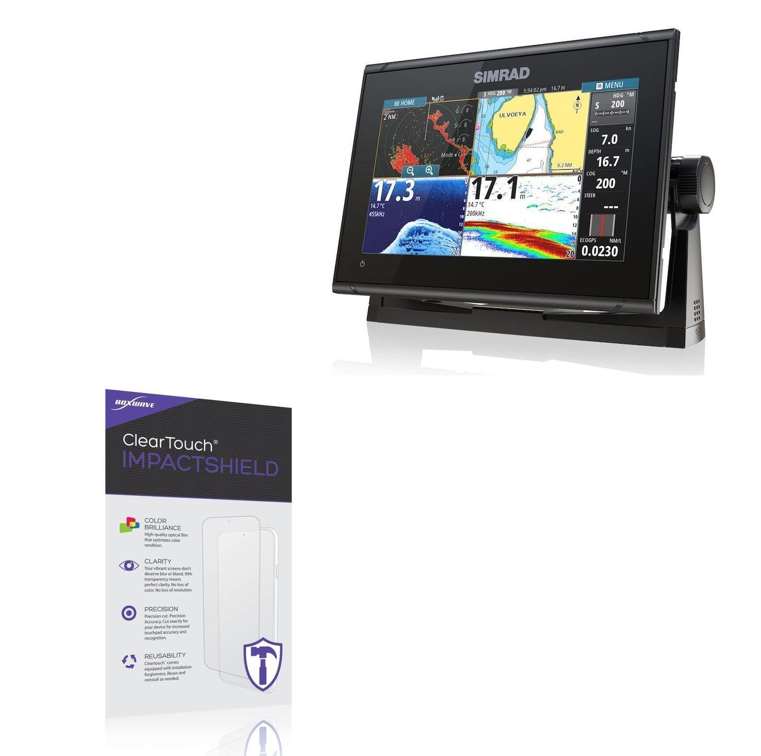 BoxWave Screen Protector Compatible with Simrad GO9 XSE - ClearTouch ImpactShield (2-Pack), Impenetrable Screen Protector Flexible Film