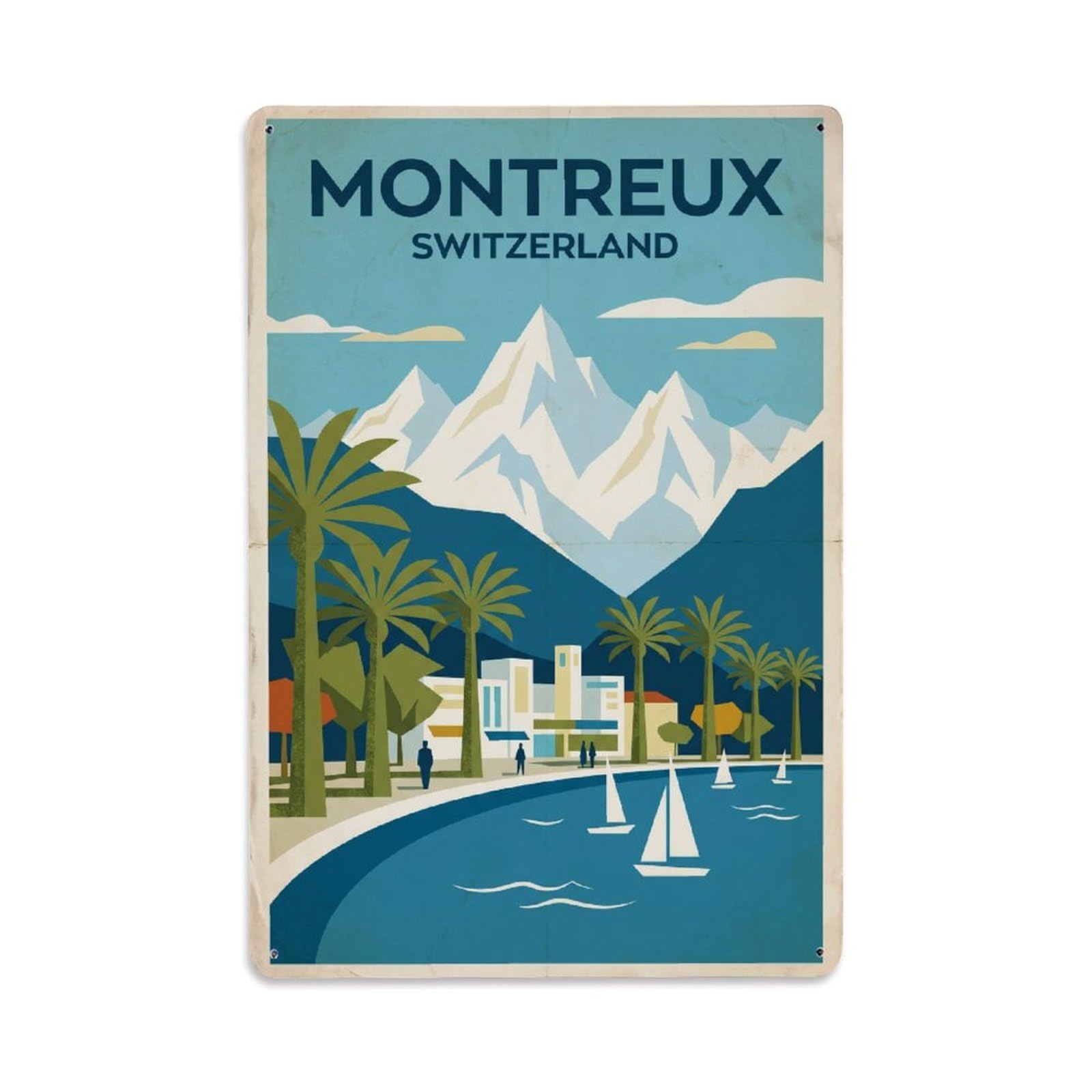 Retro Travel Switzerland Montreux Metal Tin Sign
