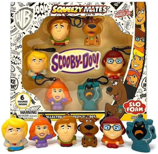Teenymates Party Animal Squeezymates Scooby Doo Collector Box Set, 6 Figures, 2 1/2 Inch Tall, Team Colors, Small