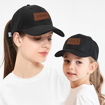 Personalized Hat with Leather Patch, Custom Nickname and Kids Name Hat
