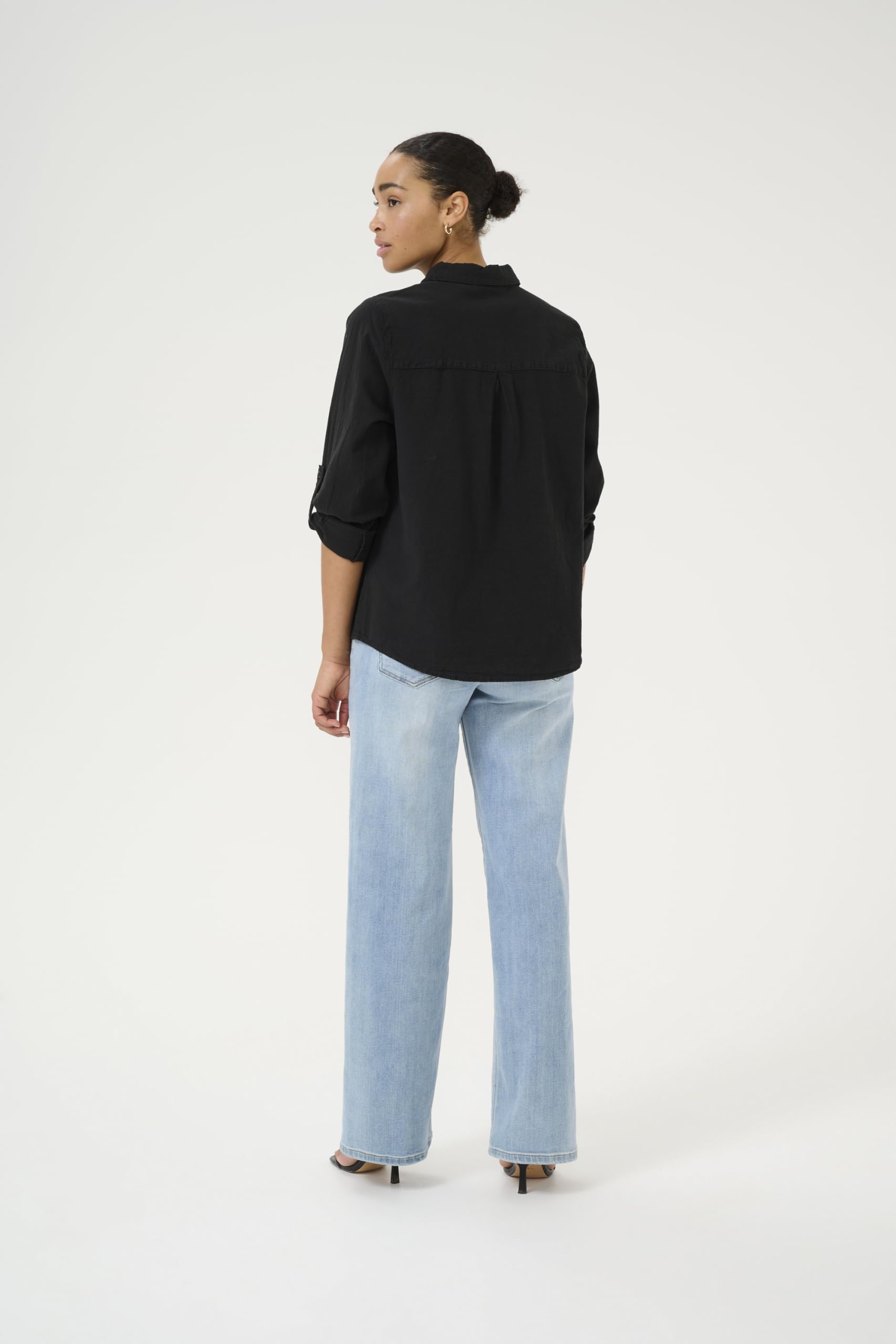KAFFE Langarm - Hemd KAnaya Damen Hemd Bluse Langarm Business Shirt Classic Hemdbluse Elegant knofen 38, Black Deep