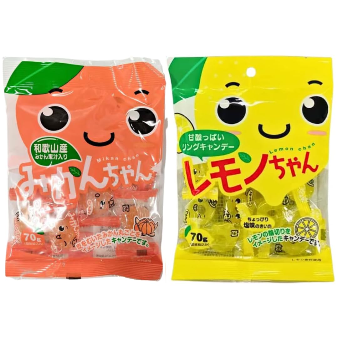 Amazon.co.jp: 川口製菓 みかんちゃん 70g 1袋 レモンちゃん 70g 1袋