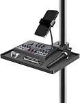 BILIONE Bac de support de microphone avec pince à crabe, 10.6" x 7.9" Grande étagère attache sur les supports de plancher de musique Studio pour le stockage (Tray)