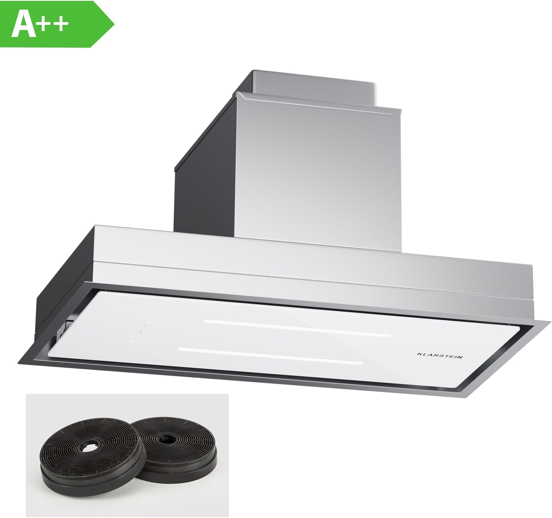 Klarstein 77cm Extractor Hood with Aluminium Filter, Dishwasher Safe Extractor Hood, Quiet Air Extractor, 410 m³/h Air Flow, Efficient Wall Hoods with LED