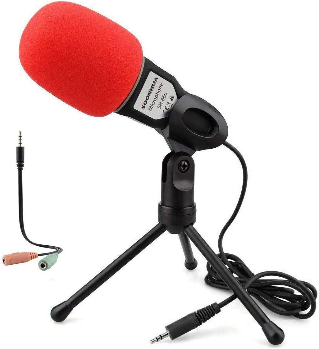 Leyeet Computer Microphone,Condenser Microphone,Podcast Microphone,Desktop Microphone,Studio Microphone with Stand 3.5mm Plug & Play for Online Chatting, Recording,Gaming