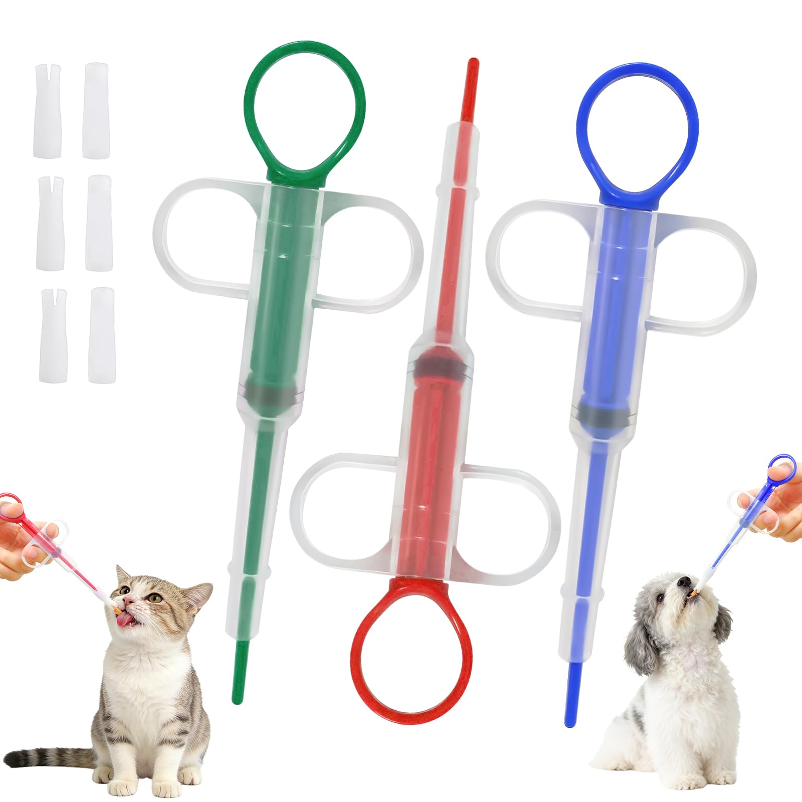 Bellanova Tabletteneingeber für Haustiere im 3er-Set, mit Weichem Silikonaufsatz, Geeignet für Katzen, Hunde und Andere Kleine Haustiere, für Tabletten, Kapseln und Flüssigkeiten (3)