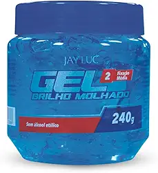 Gel Brilho Molhado Fixação Média 2 Jayluc 240G Gel De Cabelo Brilho Molhado Sem Álcool Etílico Azul Todos Os Tipos De Cabelos Fixação Forte E Duradoura