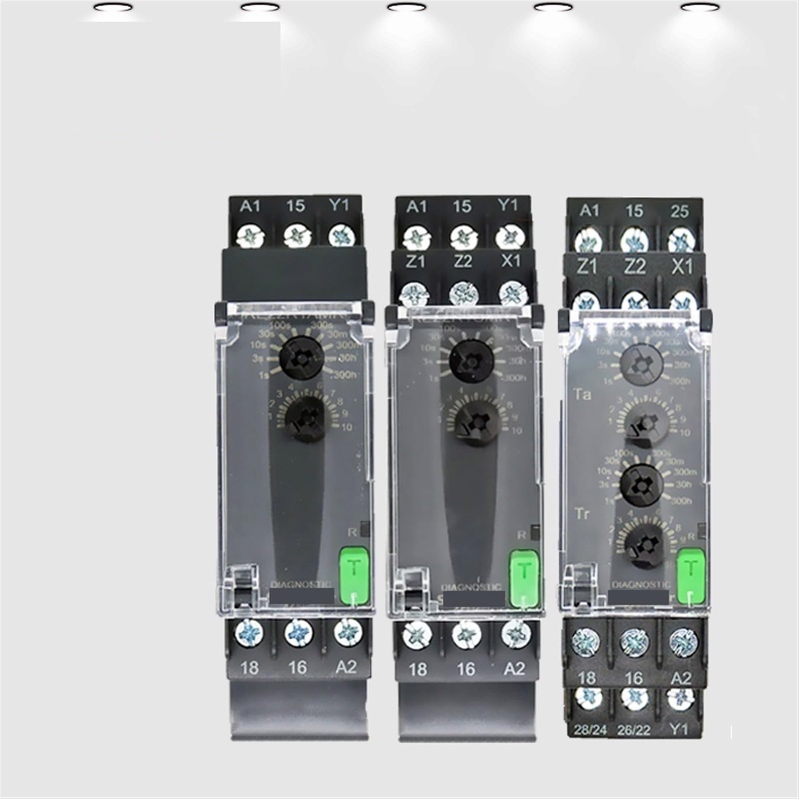 Relés temporizadores eléctricos Relés temporizadores modulares con botón de diagnóstico y Puntero de dial, Ancho 22,5 mm Serie RE221 1 Pieza (Size : RE22R1MKMR 1CO)