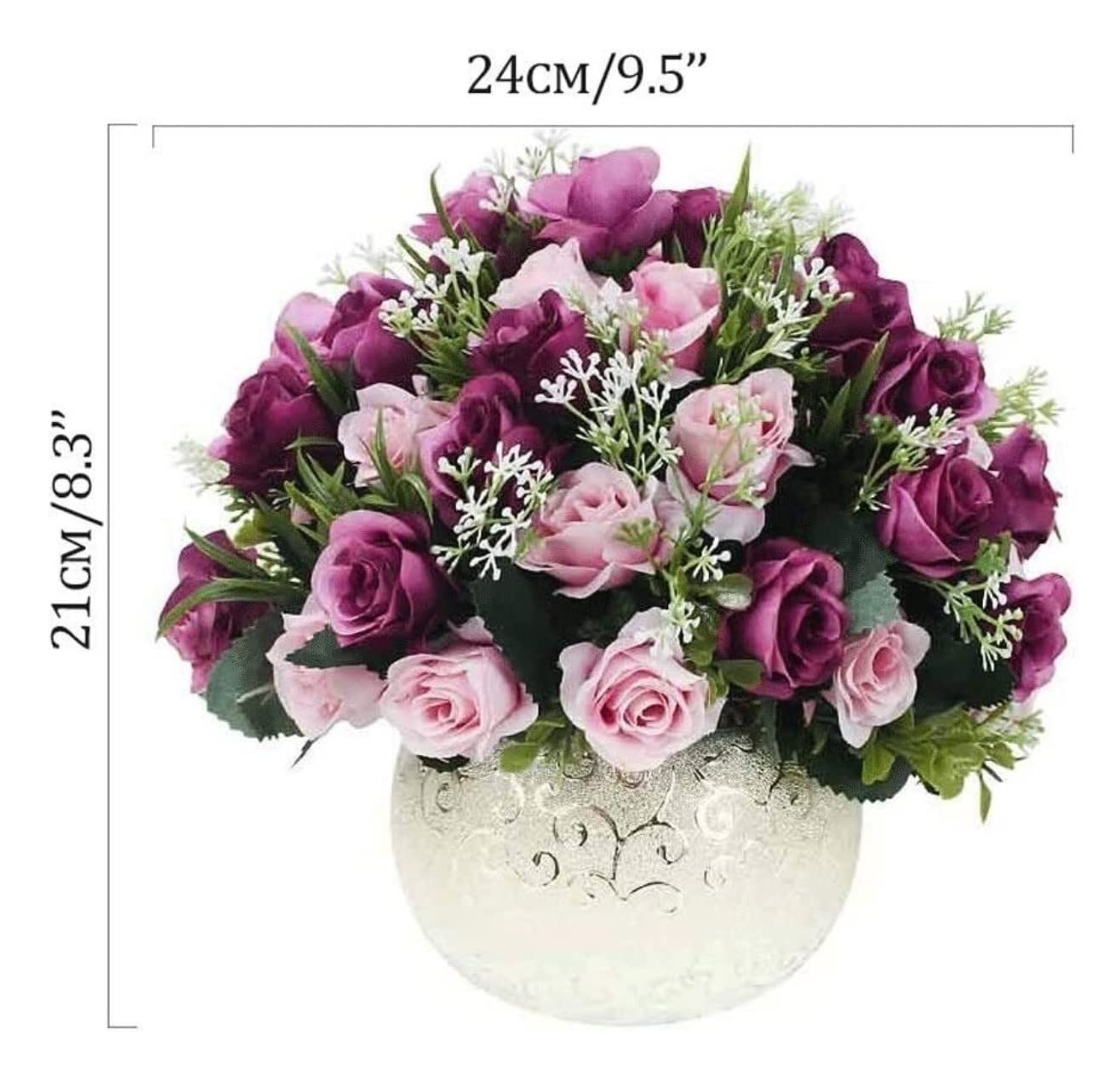Künstliche Blumen Wunderschönes Kunstblumen-Stoffblumen-Fälschungs-Blumenvasen-Set Für Die Heimdekoration Künstliche Blumen wie Echt (Color : D, Size : 21cm)