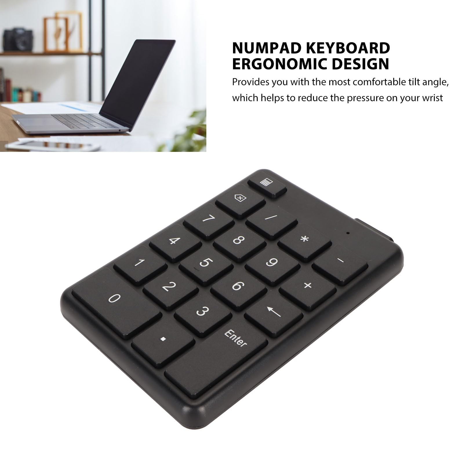 Vikye Teclado Numérico Bluetooth, Teclado Numérico Inalámbrico Bluetooth 5.1 de 19 Teclas, Teclado Numérico de Contabilidad Financiera Portátil con Batería para Computadora Portátil, PC