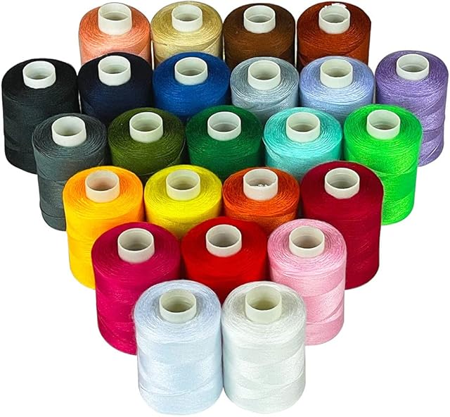 24 Coils Sewing Threads for Sewing Machine or Hand Stitching Set of 900 Yards Per Spool 22 Colors Plus 2 White & 2 Black