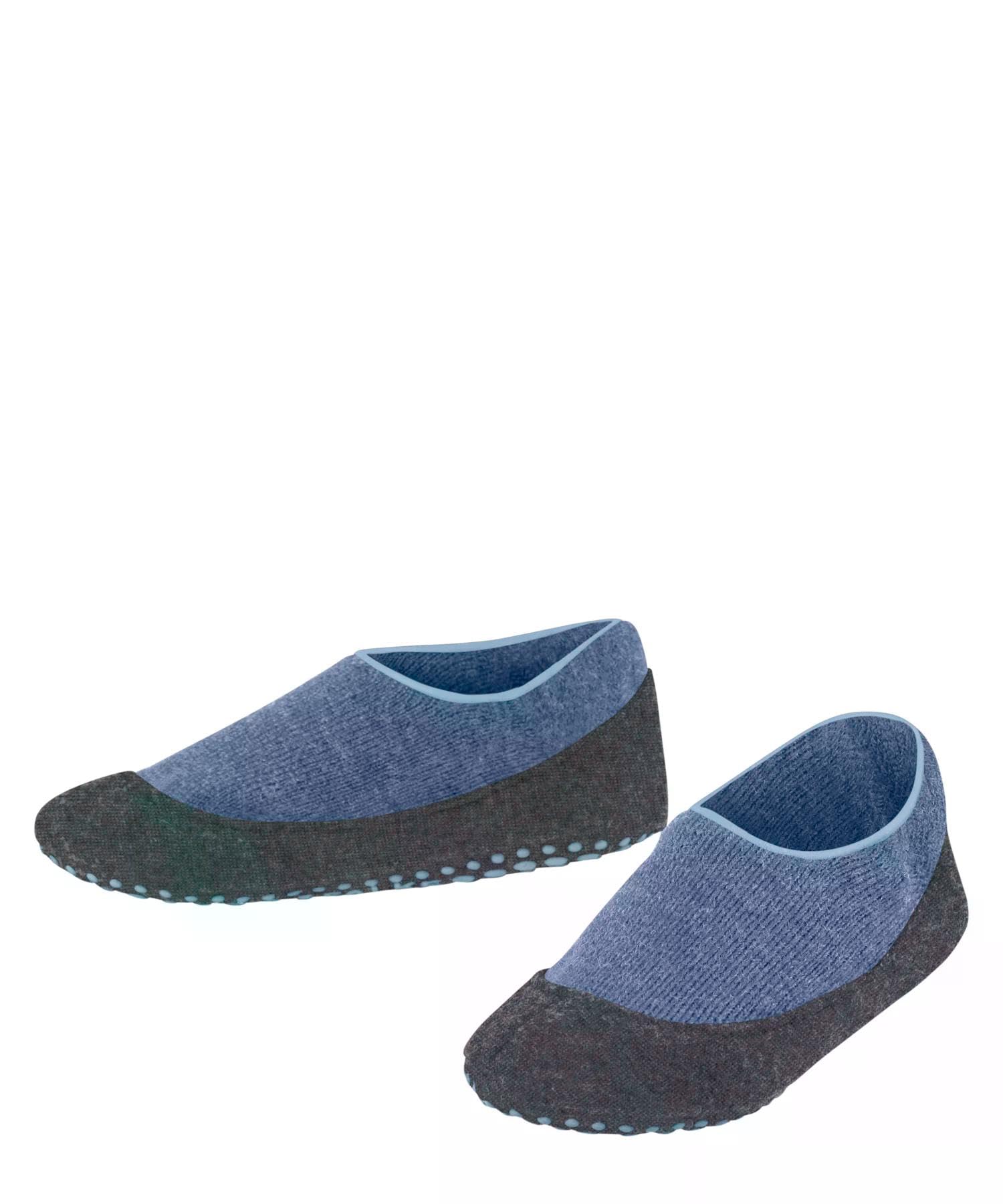 FALKE Cosy Slipper K Hp lana con suola in gomma 1 paio, Calze da casa Unisex Bambini, Blu Smoky Blue 6045, 25-26