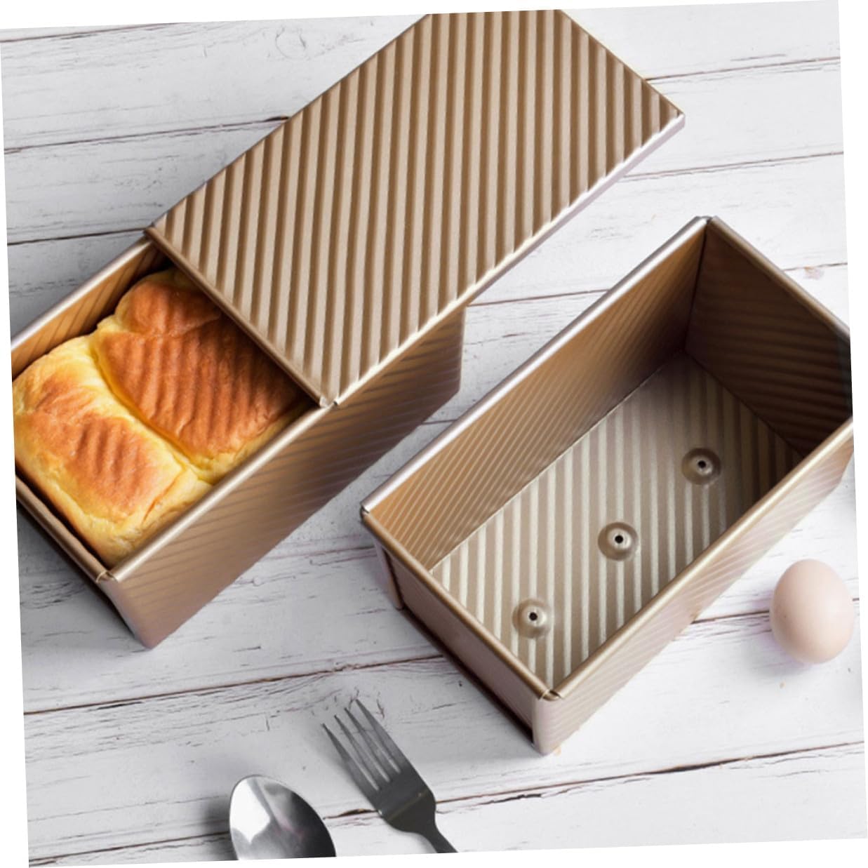 Alipis 2pcs Nonstick Toast Mold Loaf Pan with Sliding Lid Carbon Steel Bread Baking Pan for Household Oven Use