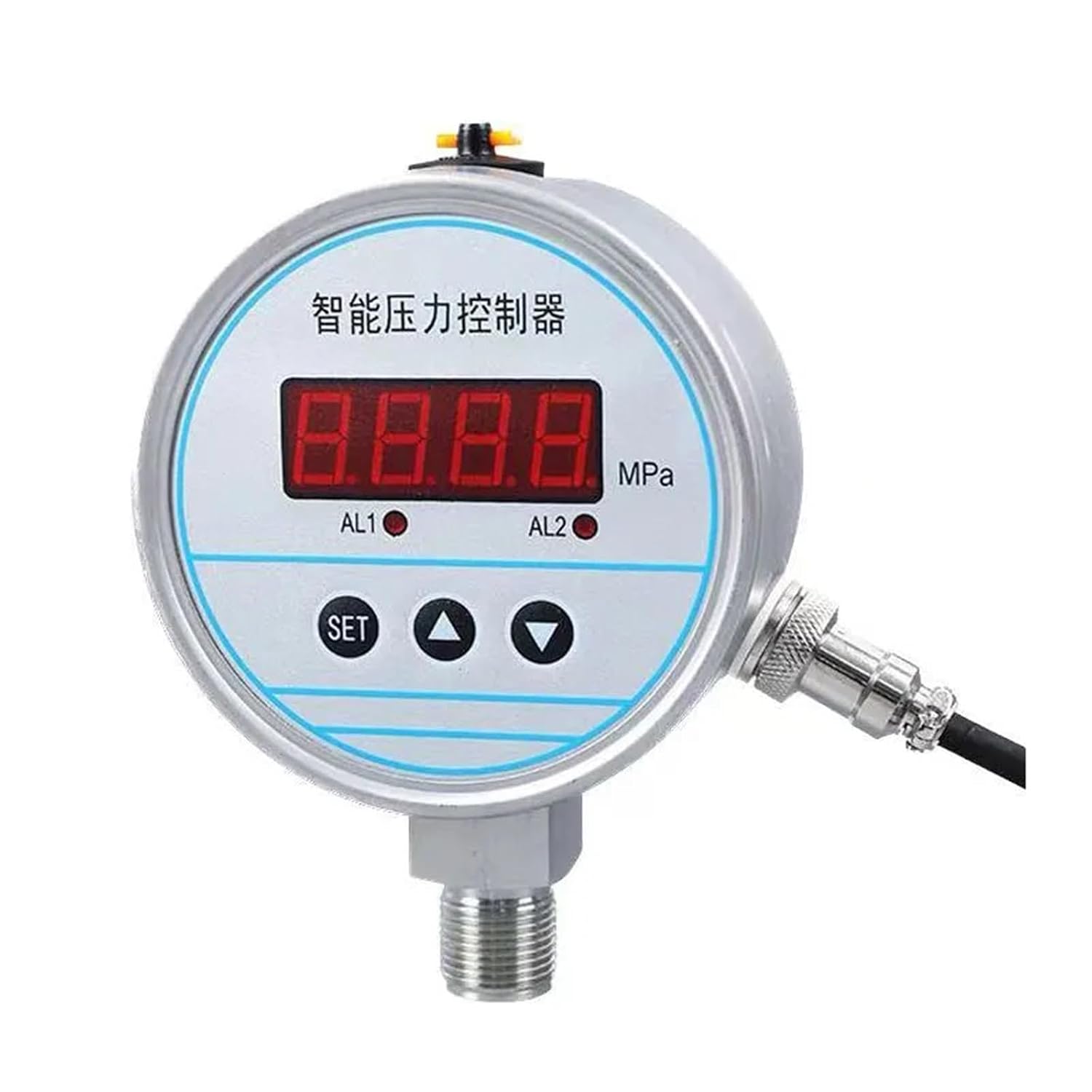 1pc Digital Display Electric Contact Pressure Gauge Hydraulic Pressure Intelligent Vacuum Oil Barometer Pressure Switch Controller(DC 12-24V,0-1.0Mpa)