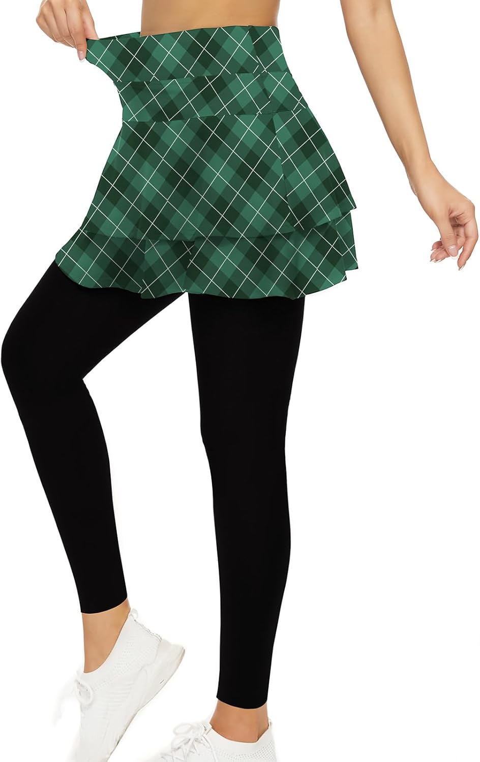 Tennis Skirted Leggings with Pockets for Women Active Skort Athletic Ruffle Pleated Golf Skapri with Skirt