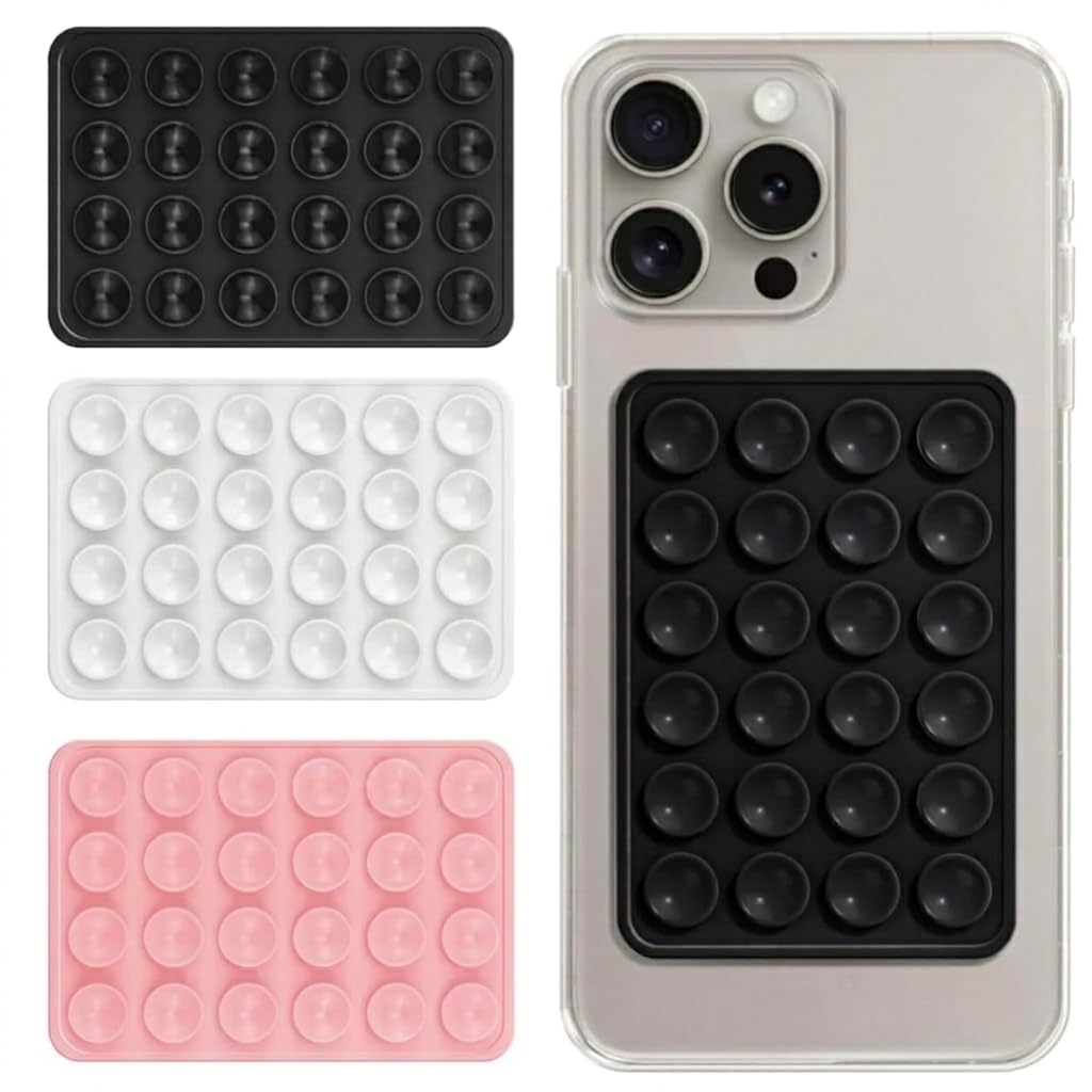 Suction Phone Sticker Silicone Grip, Sticky Phone Mount, Hands-Free Mobile Holder, Reusable Anti-Slip Stand for Mirror, Glass, Tile, Shower, All Smartphones for Selfies & Videos (Pack of 3)-image-38
