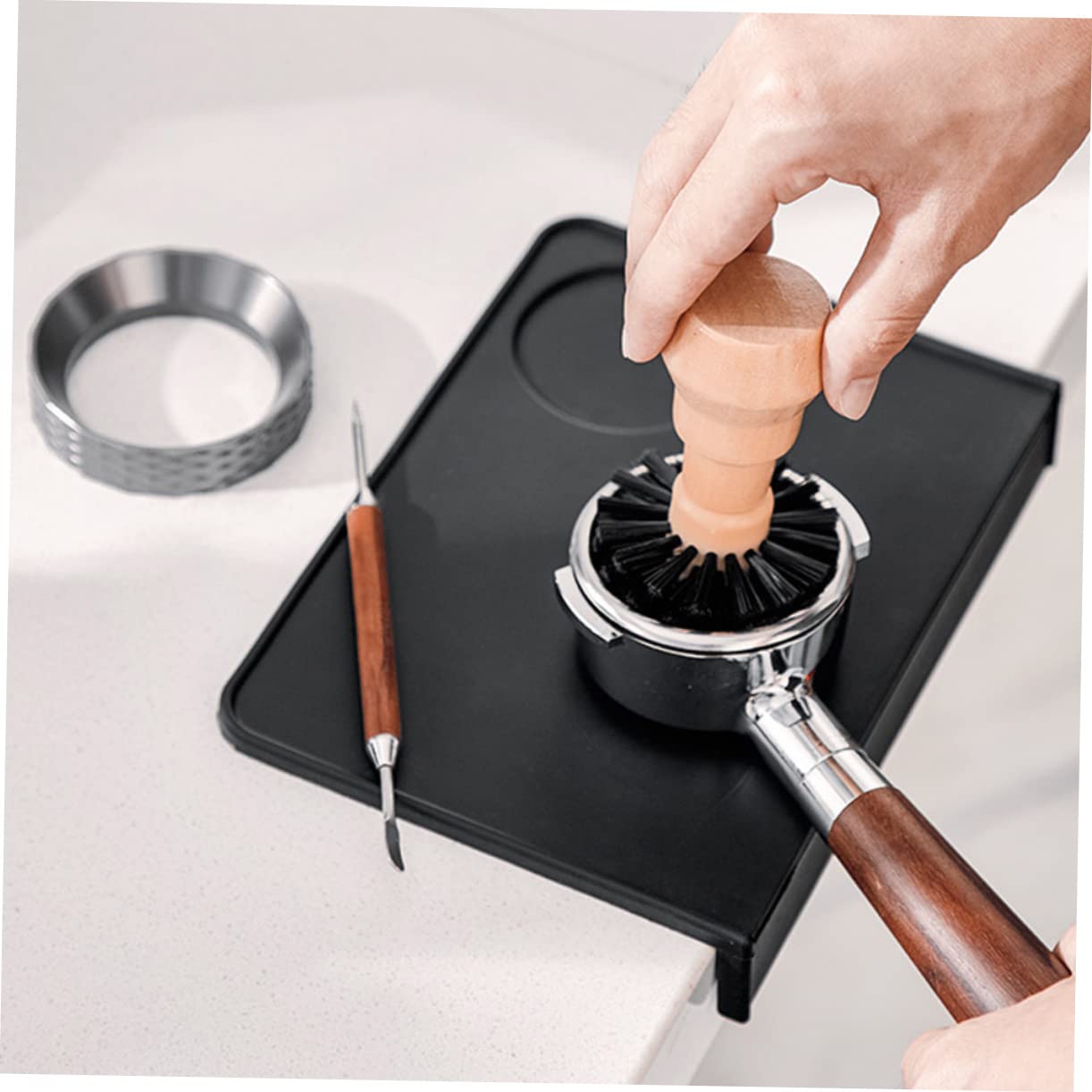 Amosfun 3 Piezas cepillo para polvo de café cepillo de espresso portátil cepillo de limpieza herramienta concentrado de café maquina de cafe cepillo de café portátil accesorio de café