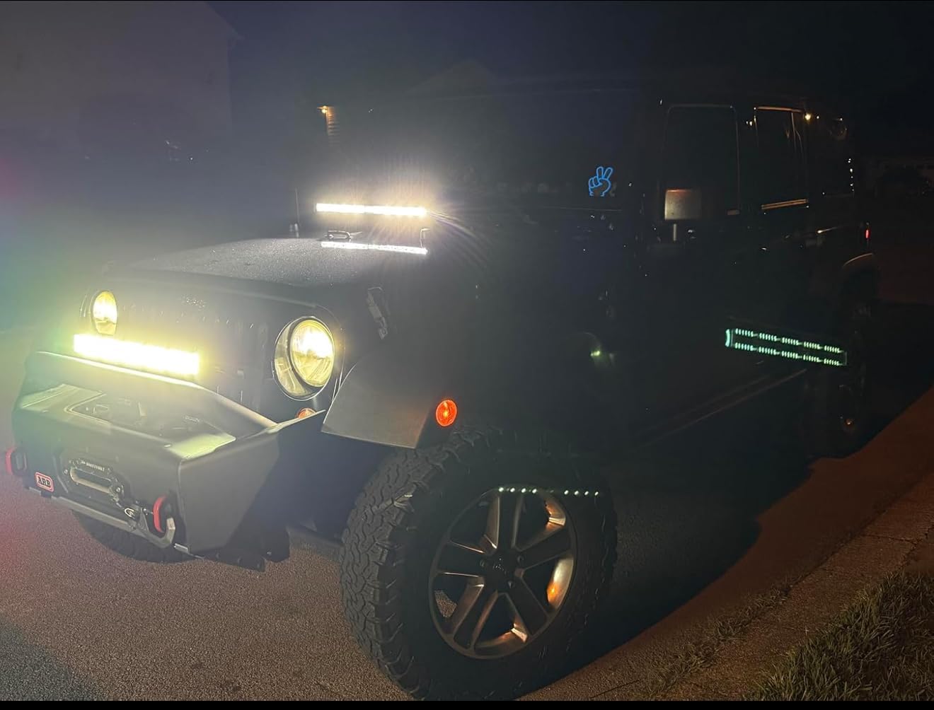 NEW American Family Owned Patented Rgb Remote color changing Peace-Sign Wave LED Light for Cars, Wranglers, Jeep- Wind Sheild Led Jeep Decal Sticker - Usb-Operated, 6ft Cord,
