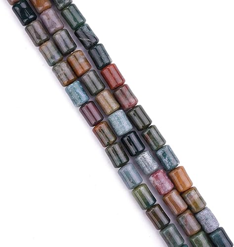 Miniatura 3 de Piedra cilíndrica de ágata india natural, cuentas sueltas semi piedras preciosas para la fabricación de joyas, 0.394 inx0.551 in, 15.0 in