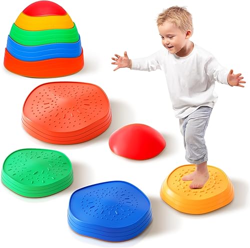 Miniatura 8 de Piedras de paso para niños, piedras de río de equilibrio de plástico antideslizantes para niños, promover las habilidades de coordinación de los