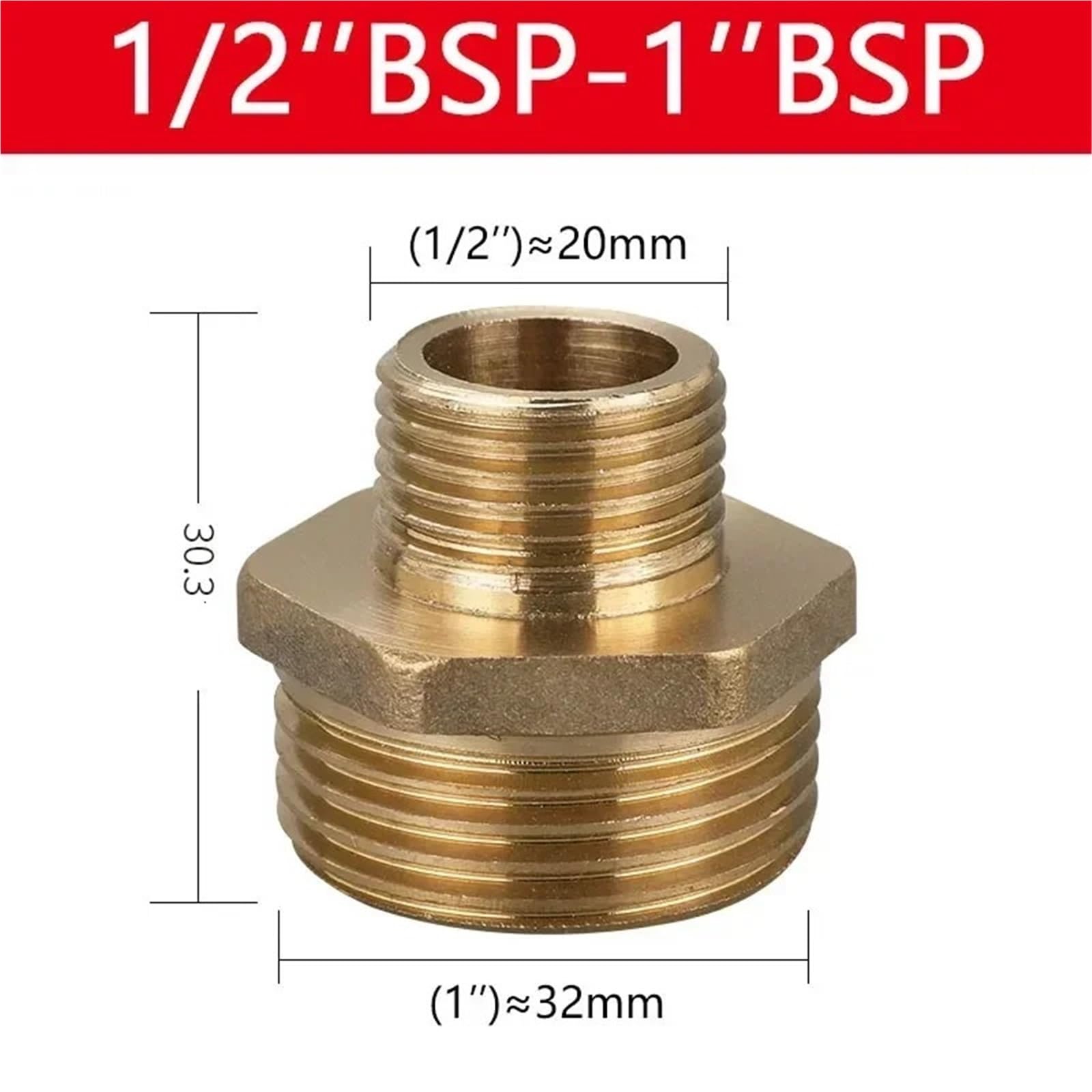 Boccola Di Riduzione In Ottone 10 pz 1/8 "1/4" 3/8 "1/2" Filettatura maschio a femmina Boccola esagonale Connettori for tubi in ottone Accoppiatore Adattatore Raccordo filettato(1l2 to 1)