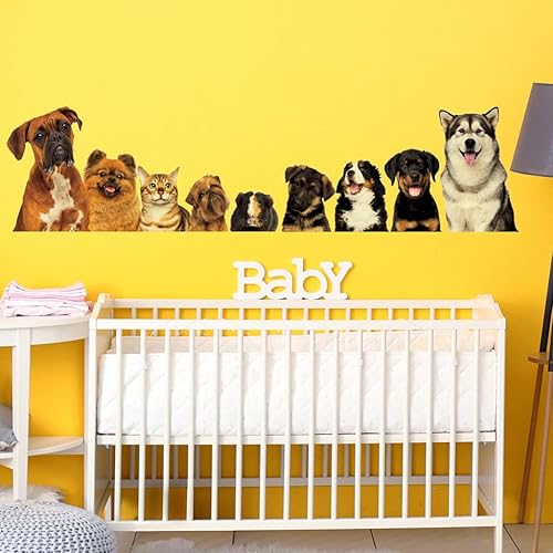 Calcomanías de pared para perro, 11.8 x 47.2in, arte para mascotas, decoración del hogar, cachorros, gatos, sala de estar, cocina, mascotas, diseño