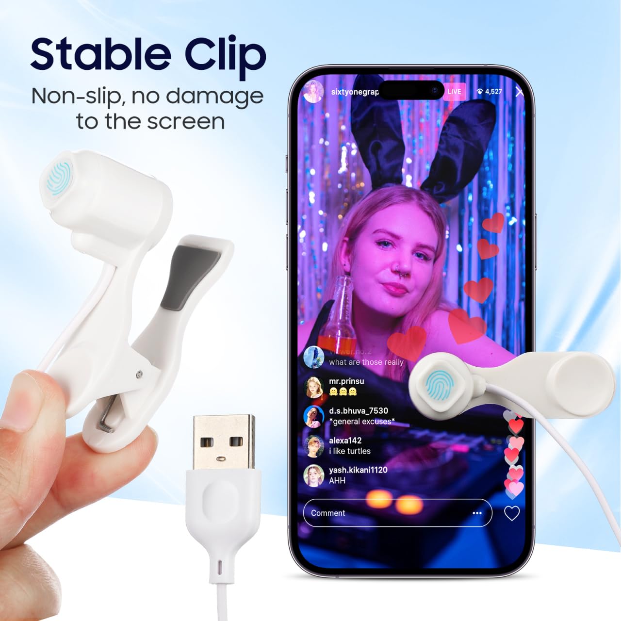 jojofuny Clicker automatico dello schermo per telefono: clicker USB per lo schermo del telefono cellulare per lo streaming live - Applicatore automatico universale per il clic delle dita per giochi