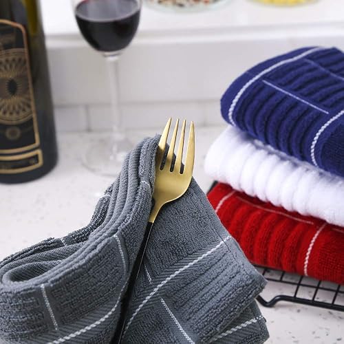 Miniatura 7 de Anyi Toallas de cocina 100% algodón, toallas absorbentes con lazo para colgar, toallas de mano suaves para lavar y secar platos (16 x 26 pulgadas,