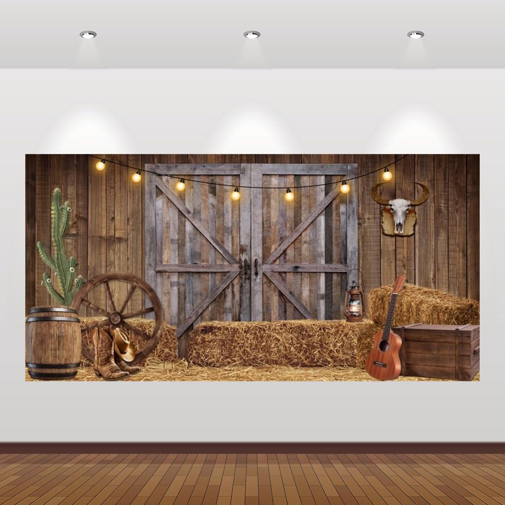 Chloroplastid Western Cowboy Backdrop 20x10ft Western Party Decorations Wild West Saloon Rodeo Barn Photography Background Cowboy Theme Birthday Party
