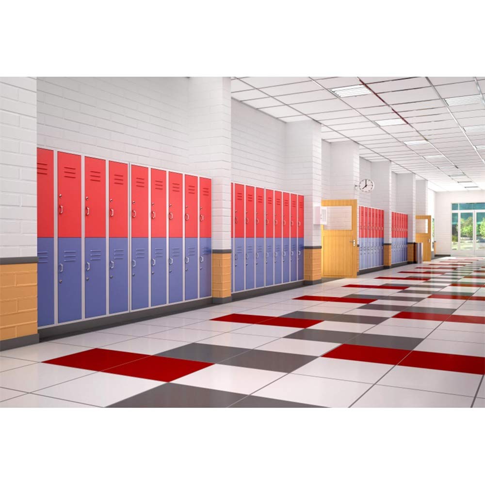 Leyiyi 2,4 x 2 m szkolne tło winylowe czerwone niebieskie szafki pokój sportowy płytki ceramiczne podłoga fotografia tło osobiste portrety studio rekwizyty