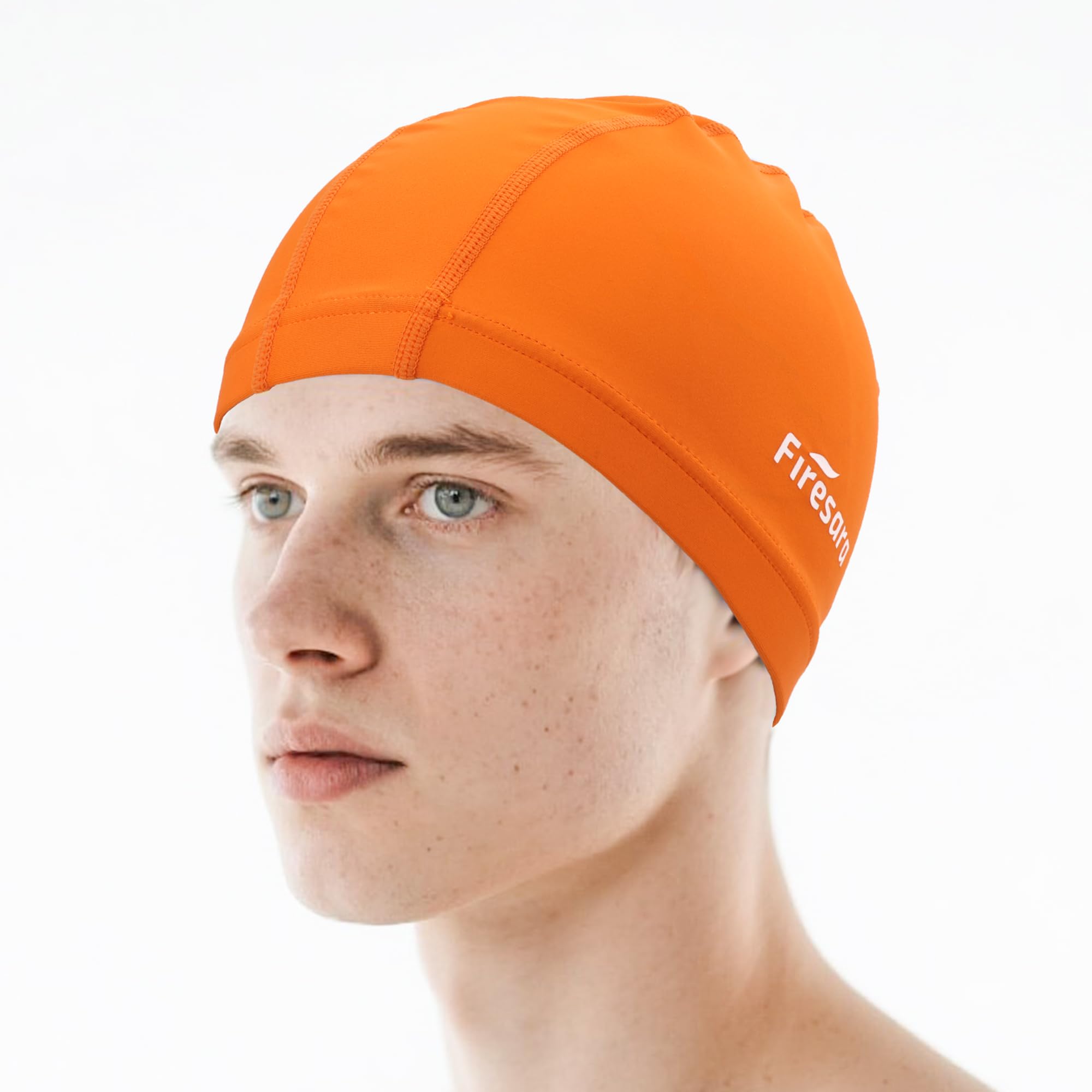 Firesara Fabric Swim Cap, High Elasticity Swimming Cap Keeps Hair Clean Breathable Fit Both Long Hair Short Hair, Swim Caps Woman Girls Men Kids One Size Hat