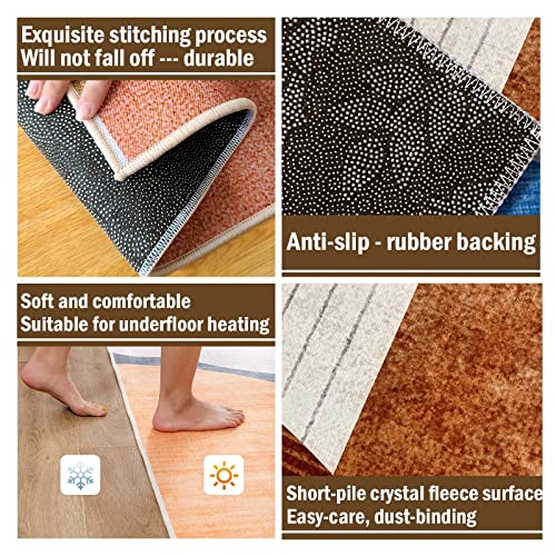 Tapis de couloir géométrique antidérapant et lavable rouge - 7