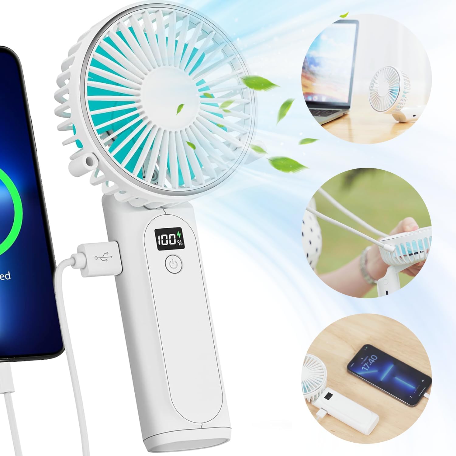 Amazon | KANFEI ハンディファン 【2024モデル】 携帯扇風機 手持ち扇風機 充電式 5200mAhモバイルバッテリー兼用 ...