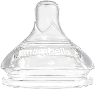Mombella 교체용 젖꼭지, 1-3개월 아기를 위한 중간 유량, Mombella 클래식 유리 수유 젖병에만 적합, 식품 등급의 부드러운 실리콘 모유 수유 같은 젖꼭지, 아기 젖병 수유 용품