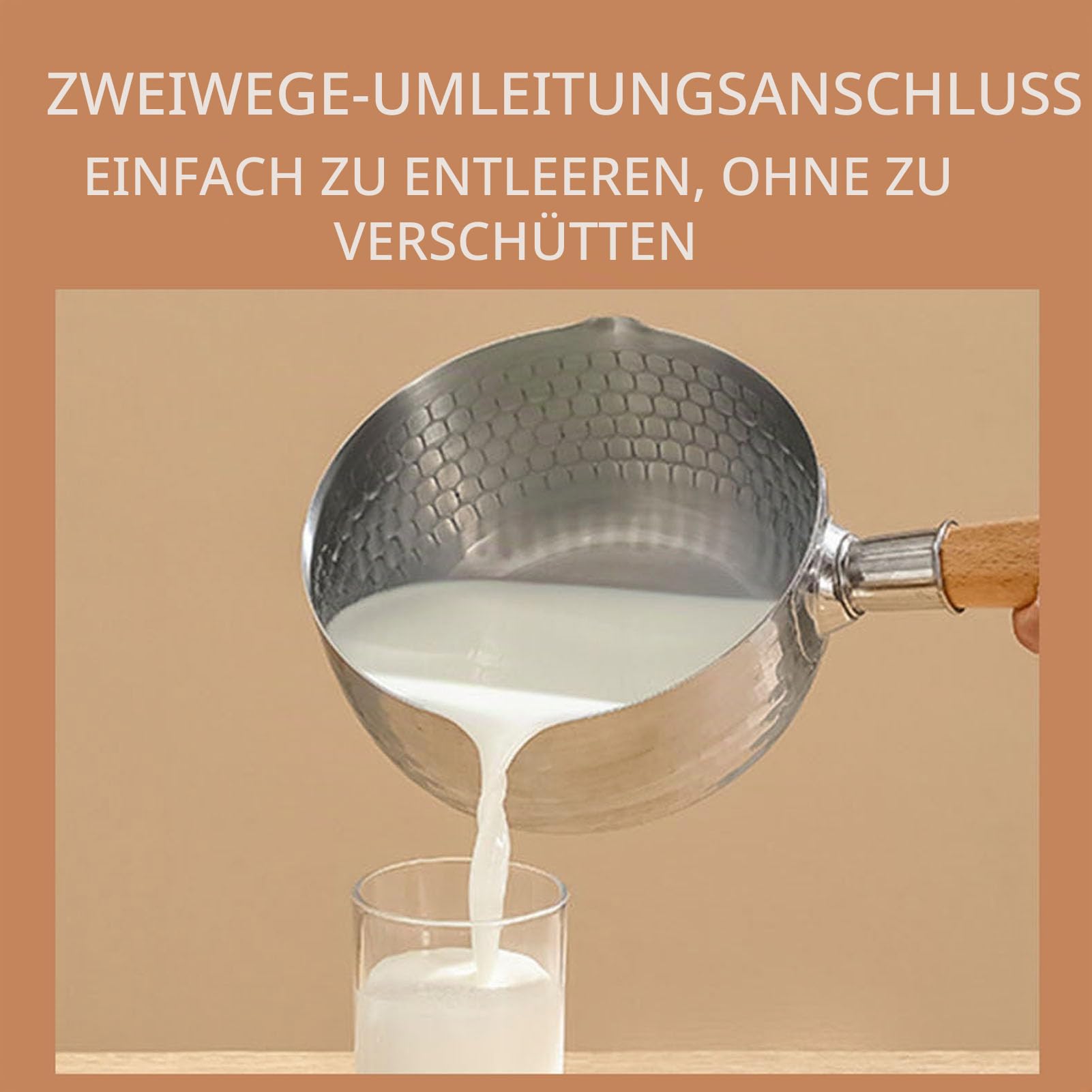 RSBFER Traditioneller japanischer Yukihira-Kochtopf mit Antihaftbeschichtung, Edelstahl-Milchsaucentopf mit Glasdeckel und Dampfgarer für Ramen und Milch,20cm/7.9in