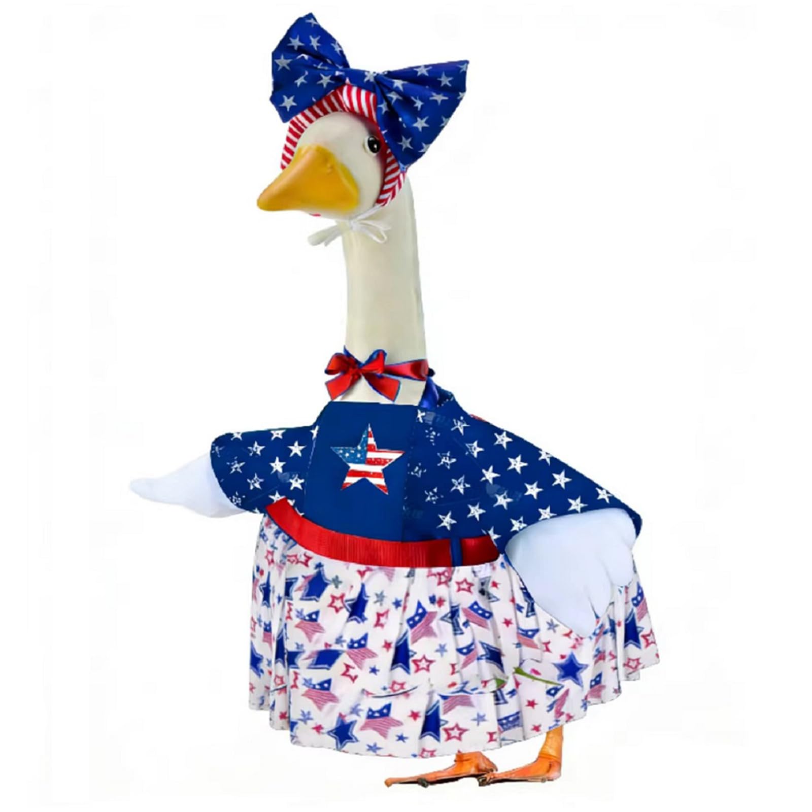 Introti 4th of July Patriotic Porch Goose Outfits Multi Purpose Independence Day Geese Clothes Weather Resistant USA 250th Anniversary Outdoor Decoration for Patio&Yard&Lawn&Garden (Dress)