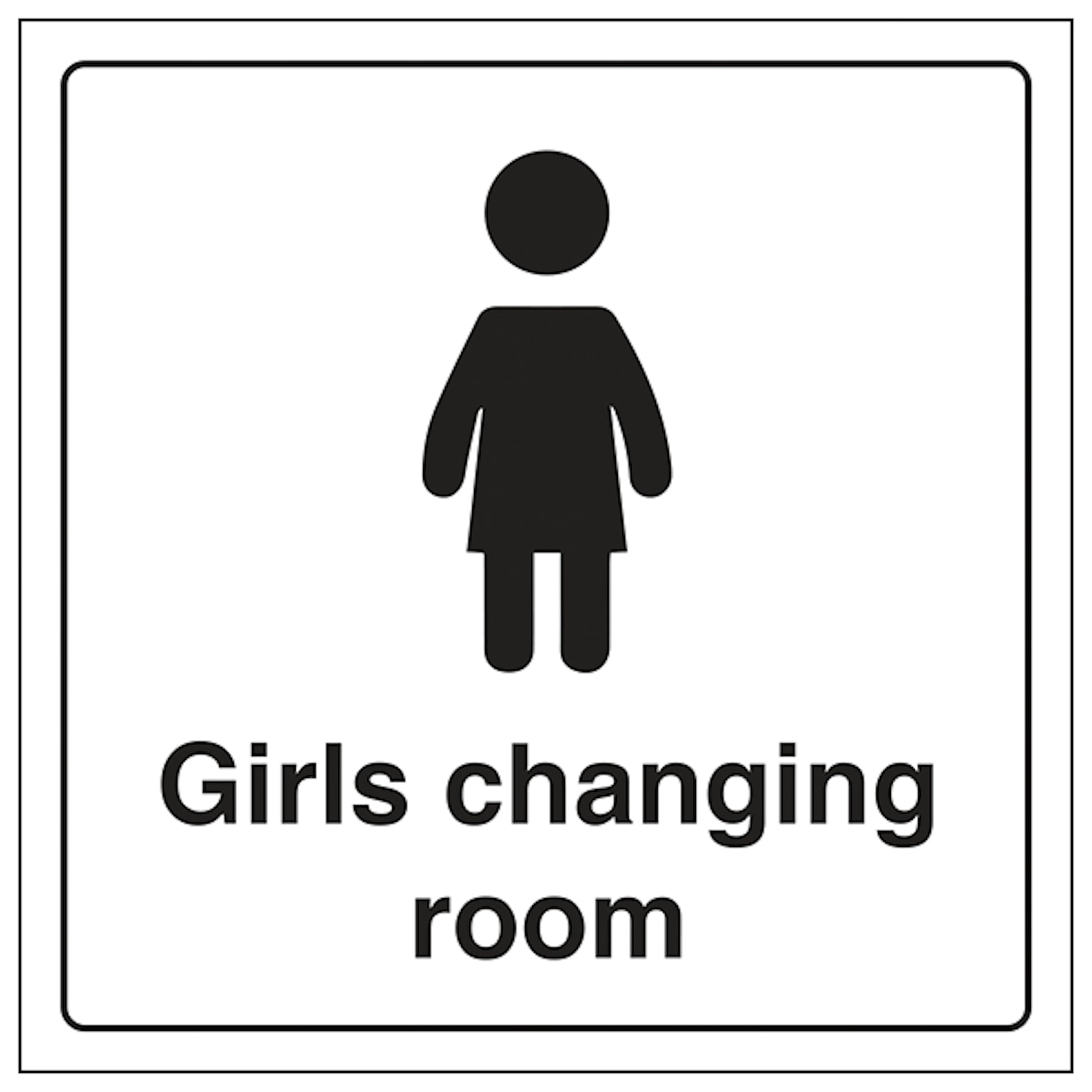 V Safety Girls Changing Room 200 x 200 mm - 2mm Super-Tough Rigid Plastic Safety Sign, White