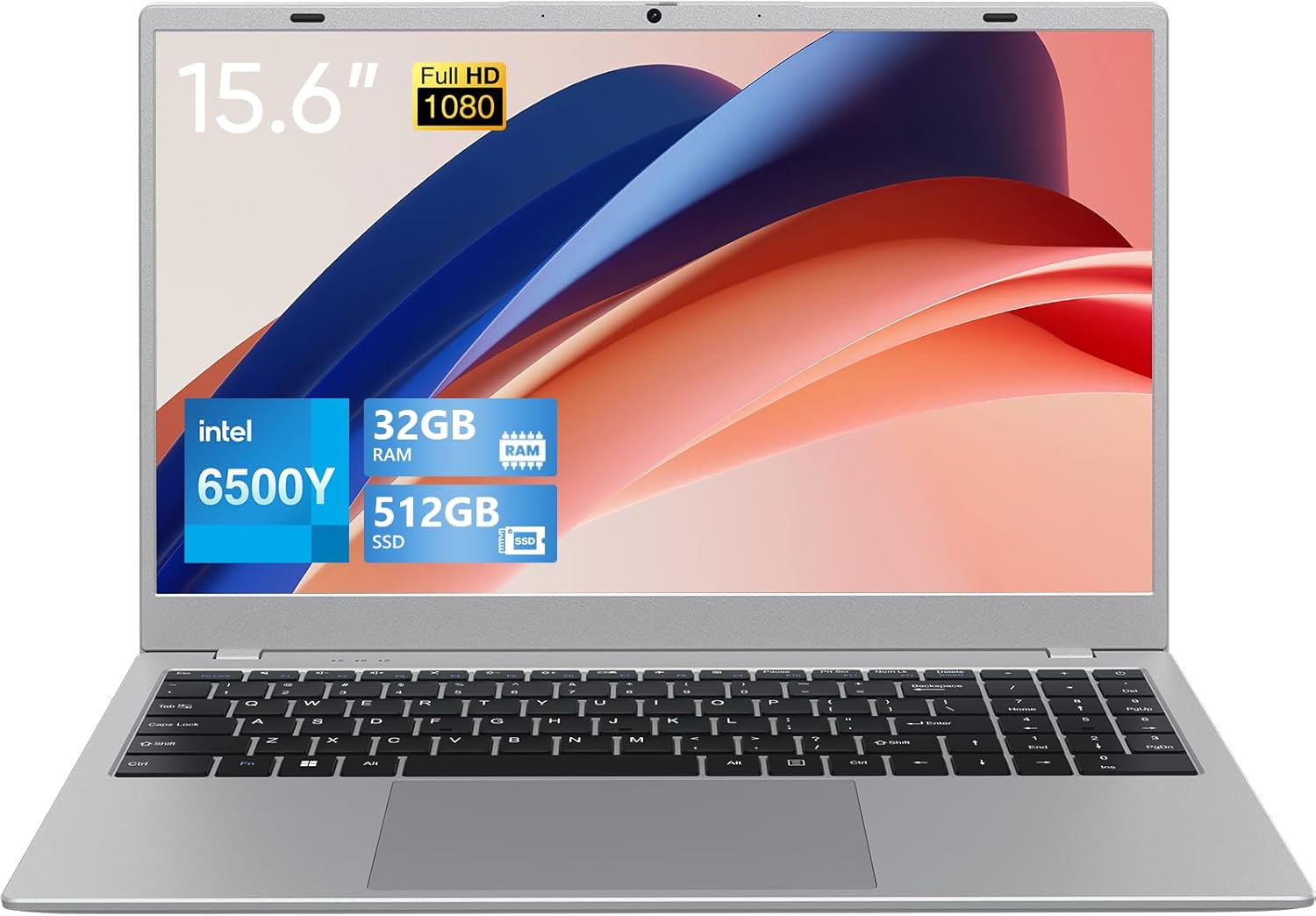 15.6 IPS-FHD-Laptop, 32GB RAM 512GB SSD 6500Y (up to 3.4GHz), Multi-Ports Lightweight Computer for Student-Home WiFi 5 BT5.0