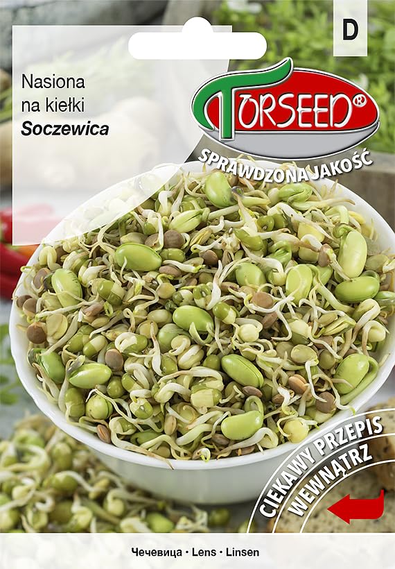 Verdica Semillas culinaris de lentejas germinadas, empaquetadas en nutrientes, alto contenido de hierro y magnesio, crecimiento rápido y fácil, ideal para ensaladas y aperitivos, paquete ecológico de