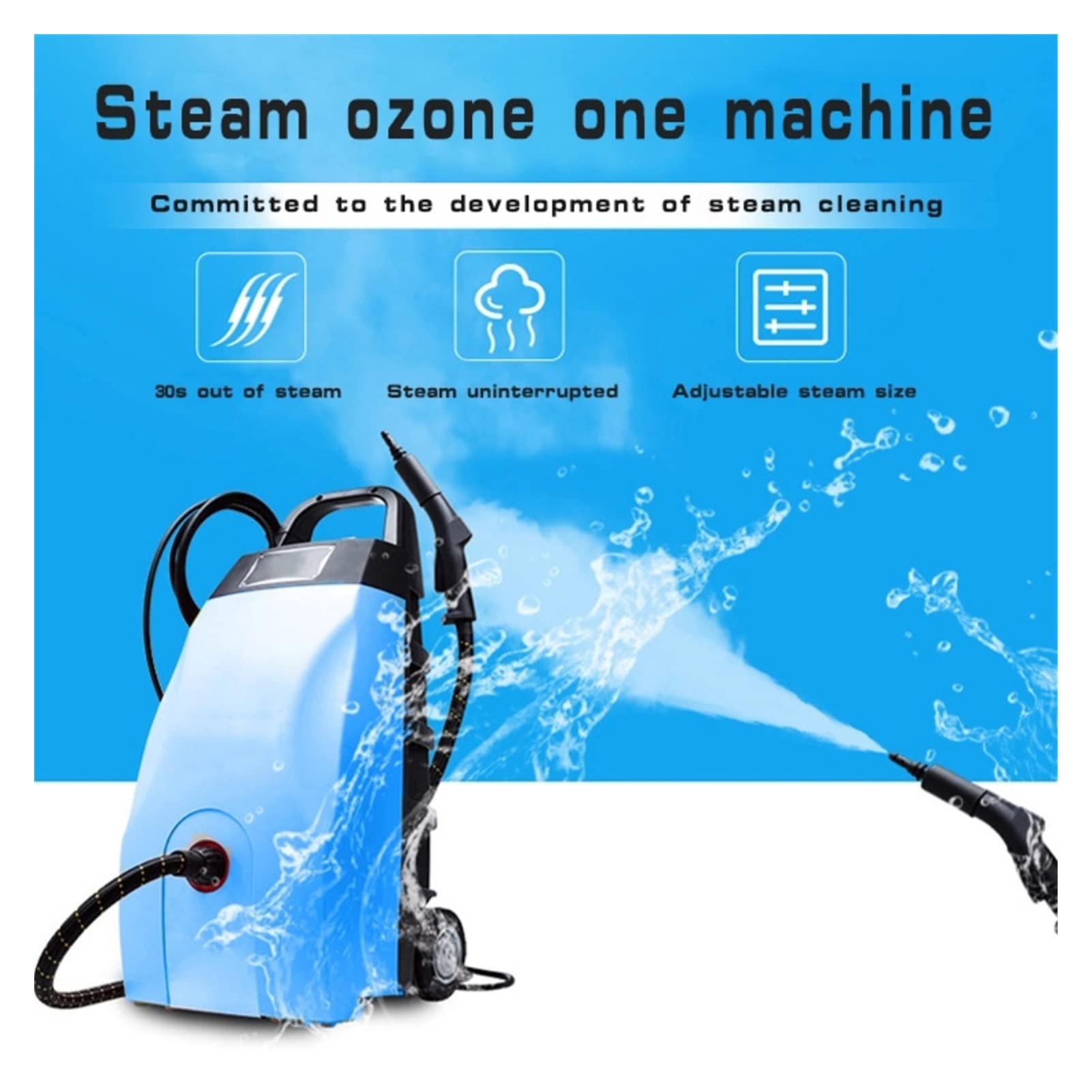 Steam Mop Heavy Duty 2800W Pulitore a Vapore ad Alta Pressione 1000mg/H Generatore di ozono Macchina per la Pulizia Mobile Professionale per Pavimenti e finestre