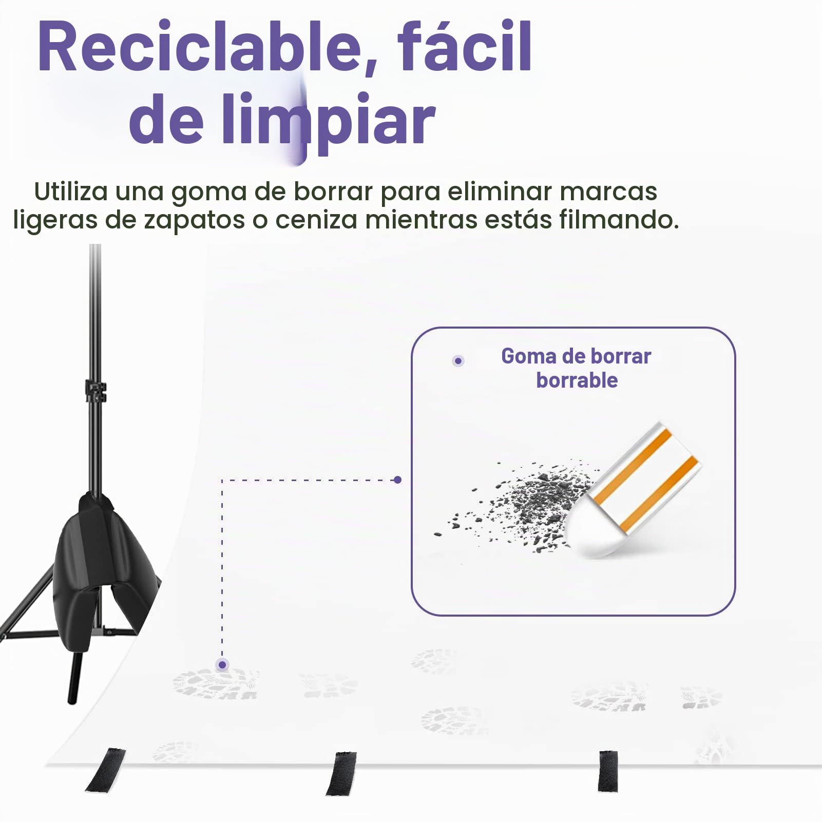 EMART Fondo Fotográfico Blanco, 1,3x4,9m Rollo de Papel Telón de Pared | Mate Sin Costuras para Sesión de Fotos, Fotografía de Producto, Retrato