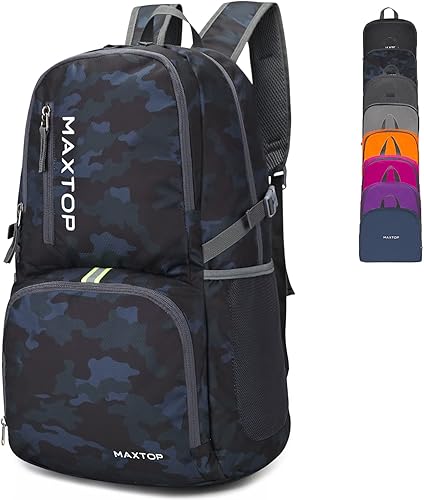 Miniatura 13 de MAXTOP Mochila plegable ligera de 40/50L para senderismo, viajes, camping, resistente al agua, plegable, para viajes al aire libre Azul /