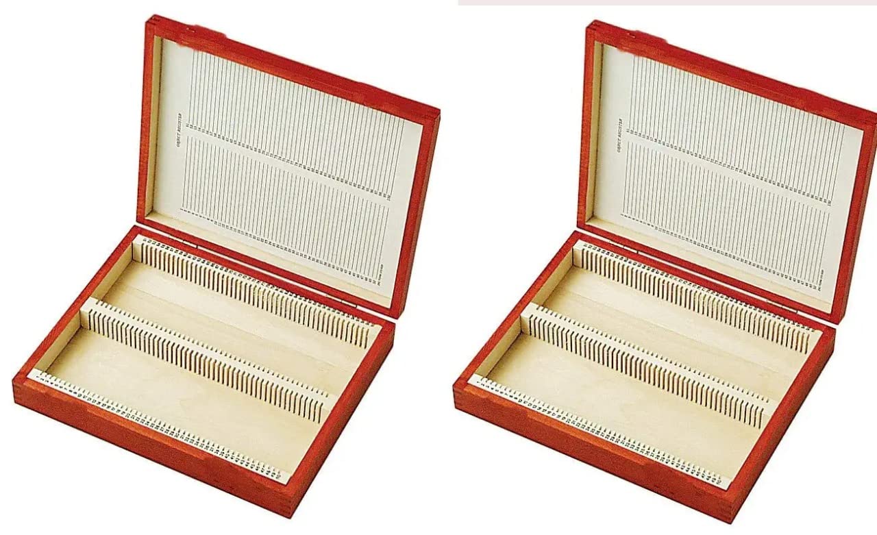 Bello Slide Box 100 Slides Pack of 2 with Index Holder Prepared Microscope Slides, Side Box Plastic for School Collage Chemistry lab Laboratory