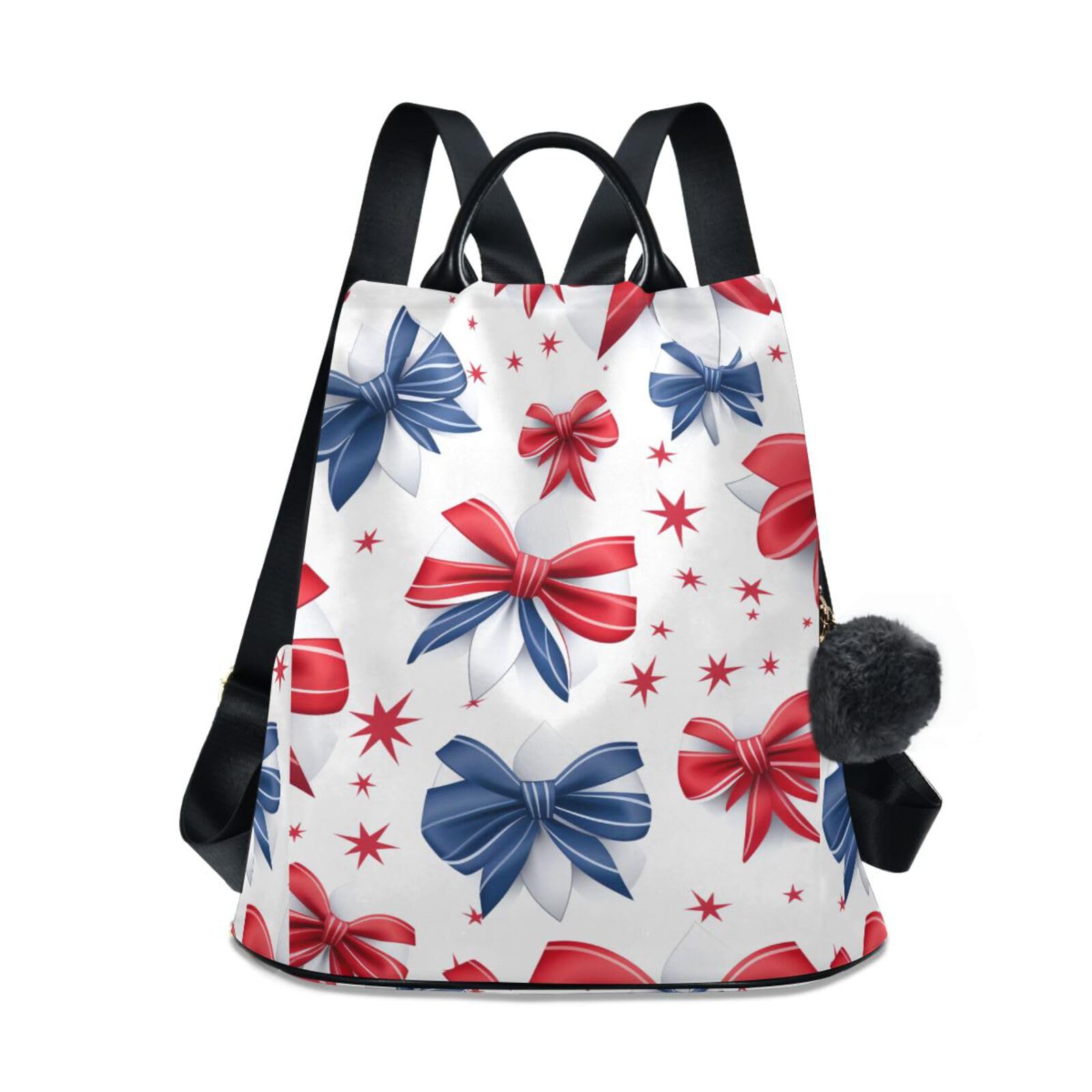 Red Blue Bows Backpack for Women Anti Theft Large Fashion Travel Shoulder Bag Purse Rucksack Lightweight